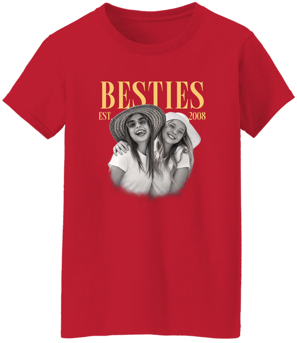 Personalized Vintage Photo Bestie Shirt, Custom Photo Best Friend Shirt, Friendship Gift, Birthday Gift for Friend