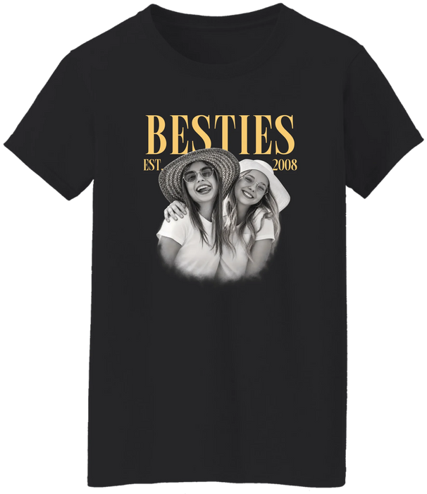 Personalized Vintage Photo Bestie Shirt, Custom Photo Best Friend Shirt, Friendship Gift, Birthday Gift for Friend