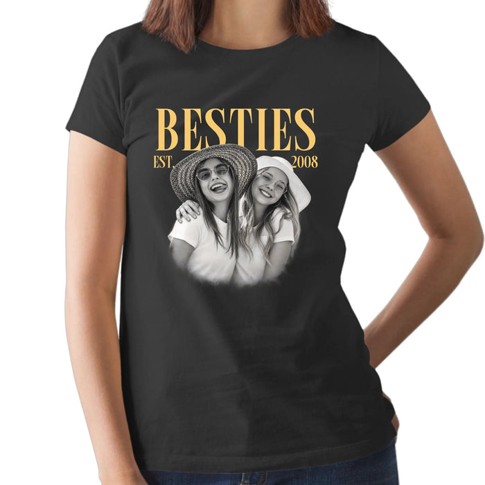 Personalized Vintage Photo Bestie Shirt, Custom Photo Best Friend Shirt, Friendship Gift, Birthday Gift for Friend