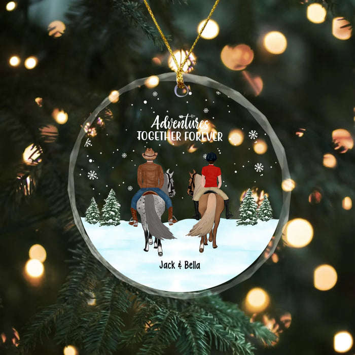 Personalized Horse Riding Partners Glass Ornament, Custom Horse Christmas Tree Hanging Decor, Gift for Horse Lovers
