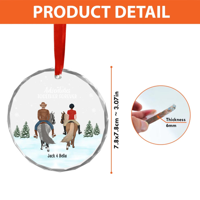 Personalized Horse Riding Partners Glass Ornament, Custom Horse Christmas Tree Hanging Decor, Gift for Horse Lovers
