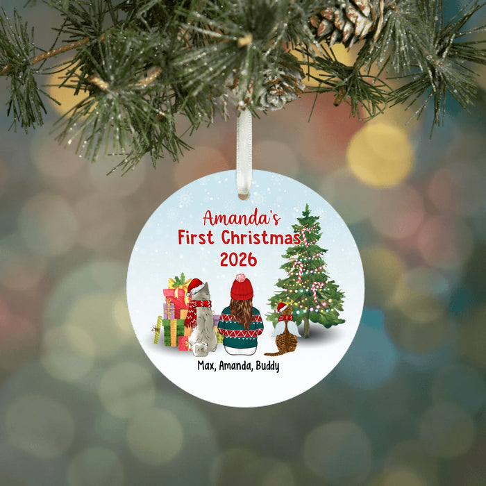 Personalized Ornament, Up To 2 Pets, Baby's First Christmas 2026, Kid With Pets, Christmas Gift For Family, Dog Lovers, Cat Lovers