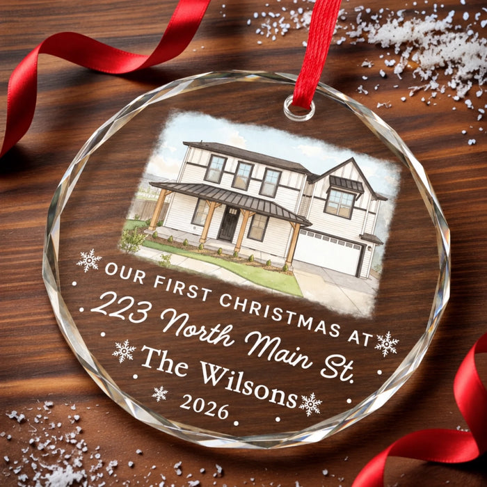 Personalized farmhouse Christmas glass ornament (1)