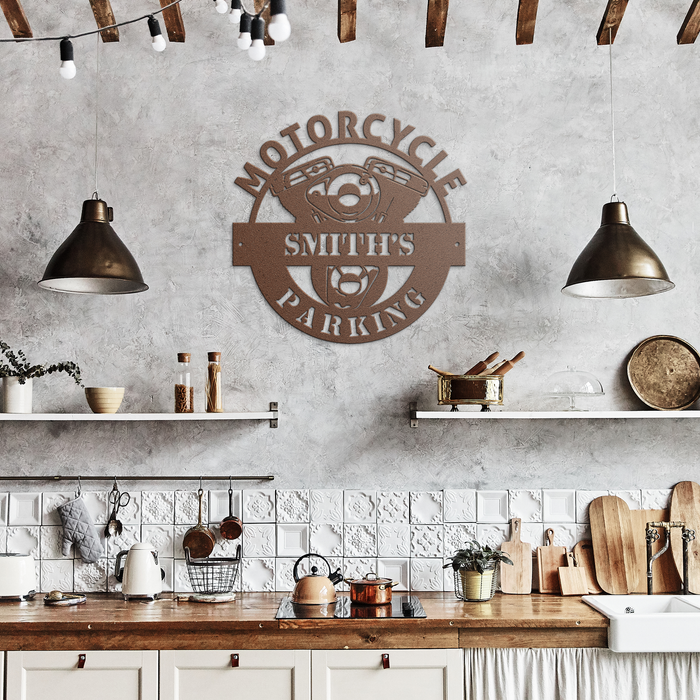 Custom_Motorcycle_Parking_Monogram_Sign__Copper_Rustic_Kitchen_Mockup.png