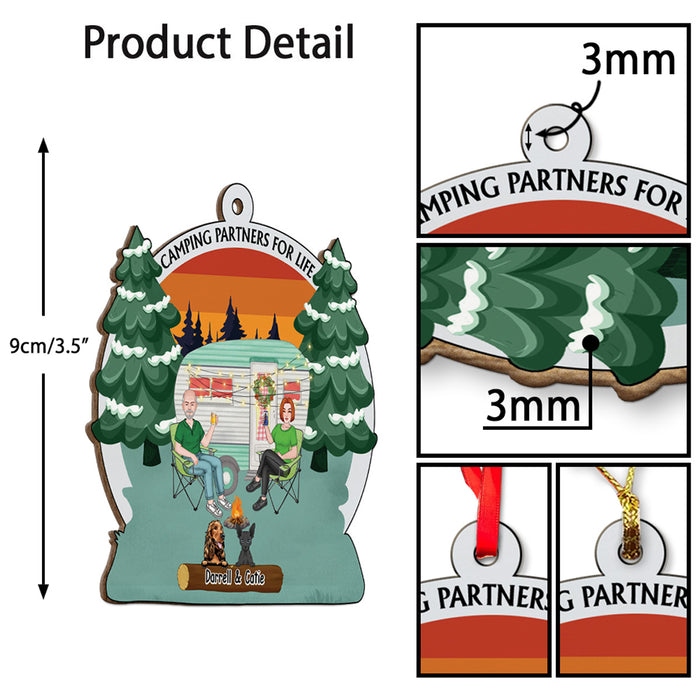 Camping Partners For Life - Personalized Christmas Gifts Custom Camping Wooden Ornament For Couples, For Friends, Camping Lovers