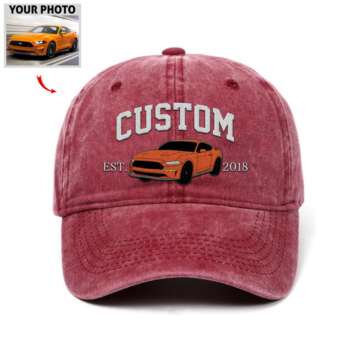 Custom Car Embroidered Hat, Car Photo Embroidered, Car Lover Gift
