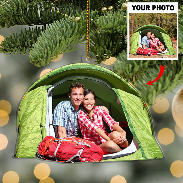 Customized Your Photo Ornament - Personalized Photo Upload Acrylic Ornament, Christmas Gifts For Camping Lovers, Camping Car Ornament