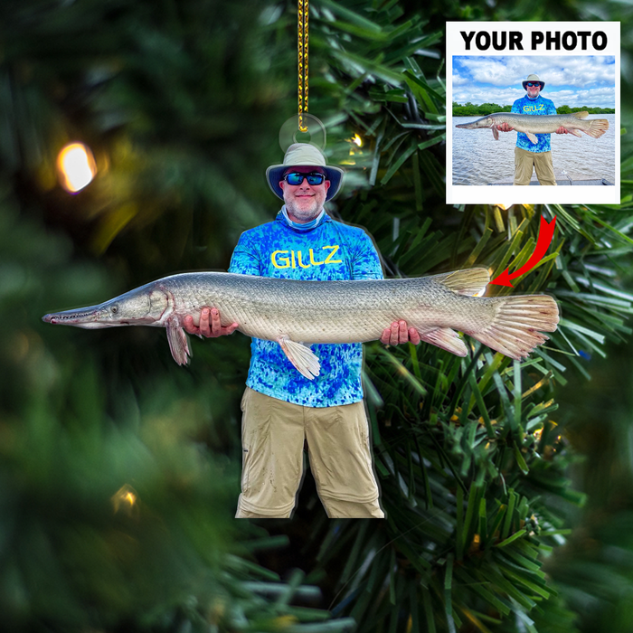 Customized Your Photo Ornament - Personalized Photo Upload Acrylic Ornament, Christmas Gifts For Fishing Lovers, Fisherman