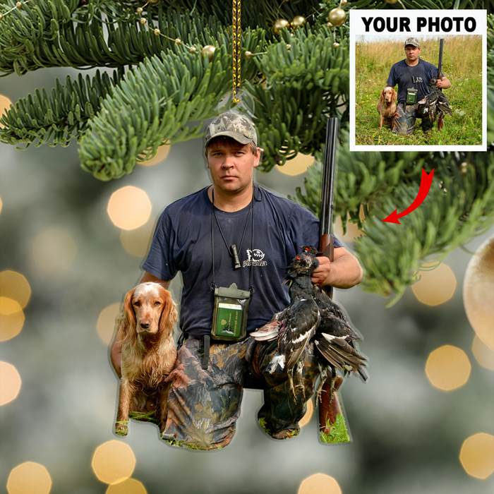 Customized Your Photo Ornament - Personalized Photo Upload Acrylic Ornament, Christmas Gifts For Hunters, Hunting Lovers, Hunting with Dogs