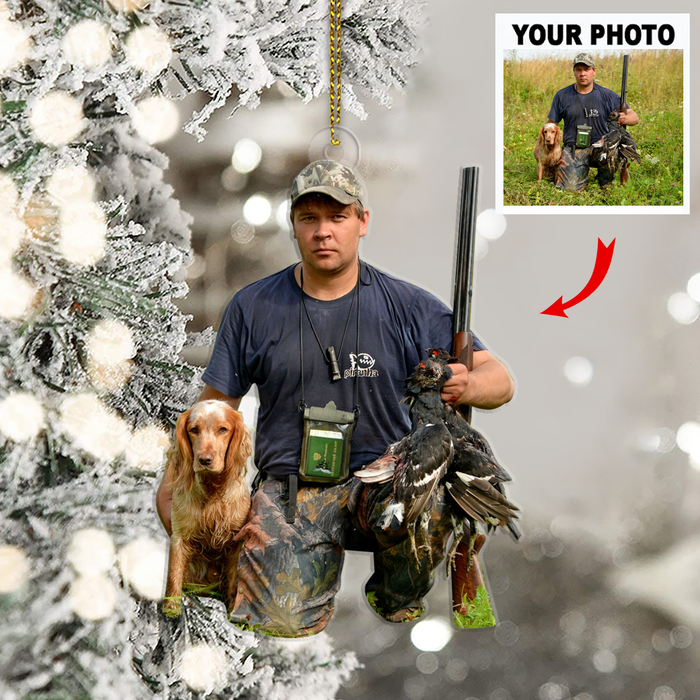 Customized Your Photo Ornament - Personalized Photo Upload Acrylic Ornament, Christmas Gifts For Hunters, Hunting Lovers, Hunting with Dogs