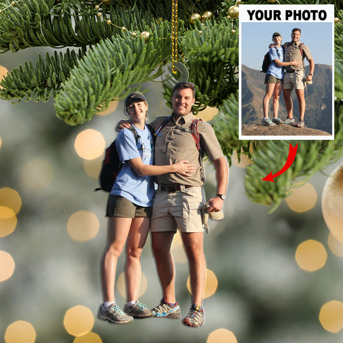 Customized Your Photo Ornament - Personalized Photo Upload Acrylic Ornament, Christmas Gifts For Hiking Lovers, Hikers