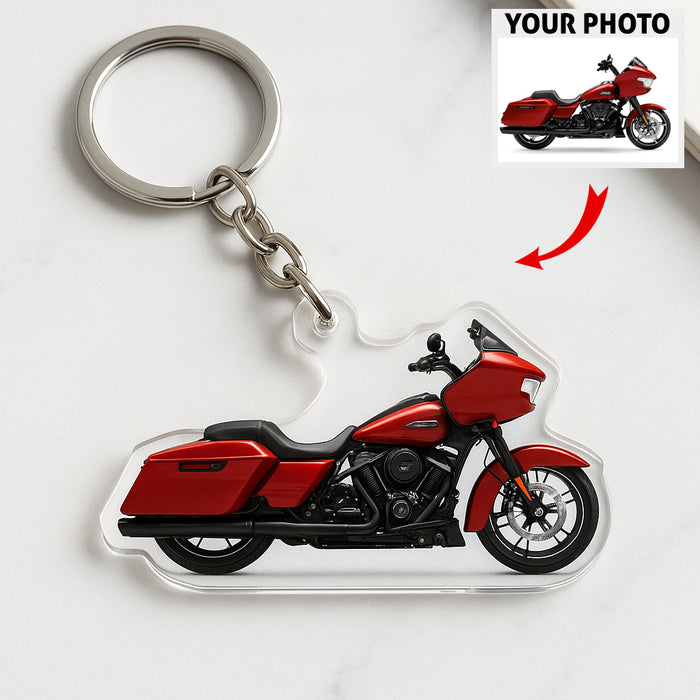 Personalized Vehicle Photo Acrylic Keychain – Custom Car or Motorcycle Gift