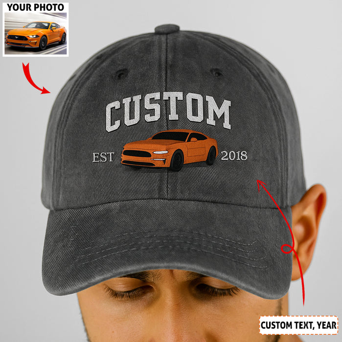 Custom Car Embroidered Hat, Car Photo Embroidered, Car Lover Gift