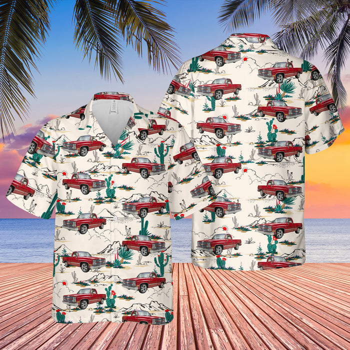 Personalized Upload Motor Car Photo Hawaiian Shirt, Custom Vehicle Photo Vintage Desert Pattern Men's Hawaiian Shirt