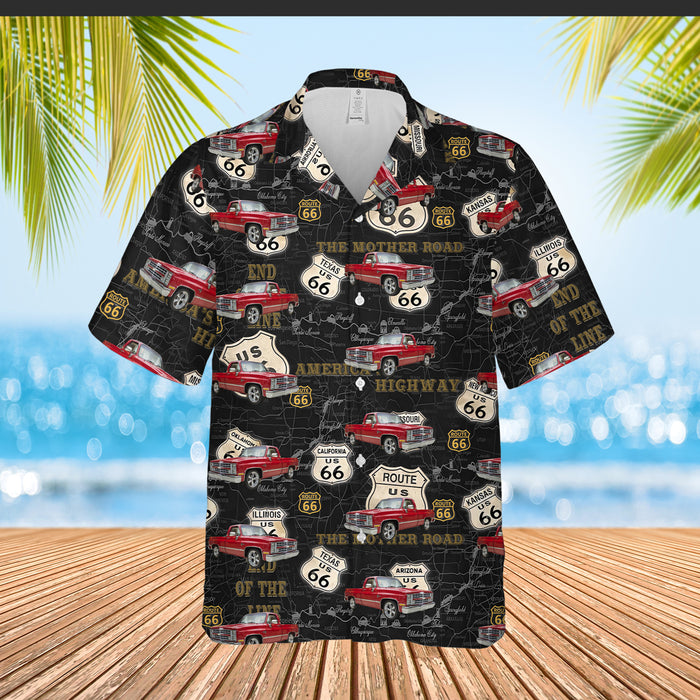 Personalized The Mother Road U.S. Highway 66 Hawaiian Shirt, Custom Vehicle Photo Upload Route 66 Hawaiian Shirt