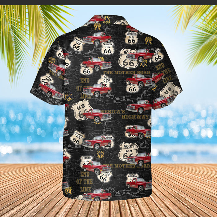 Personalized The Mother Road U.S. Highway 66 Hawaiian Shirt, Custom Vehicle Photo Upload Route 66 Hawaiian Shirt
