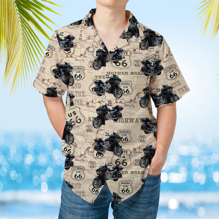 Personalized Photo Upload Route 66 Hawaiian Shirt, Custom Vehicle Photo Men's Hawaiian Shirt