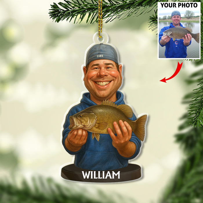 Custom Caricature-Style Portrait Ornament from Your Photo – Personalized Acrylic Christmas Ornament, Unique Gift for Family, Friends