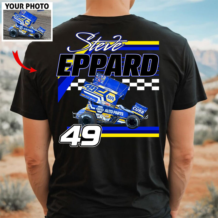 Personalized Dirt Track Racing Photo Back Shirt, Custom Racing Team Name Number Shirt For Racers