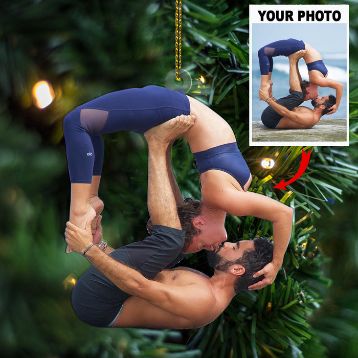 Customized Your Photo Ornament - Personalized Photo Upload Acrylic Ornament, Christmas Gifts For Yoga Lovers, Yoya Couples