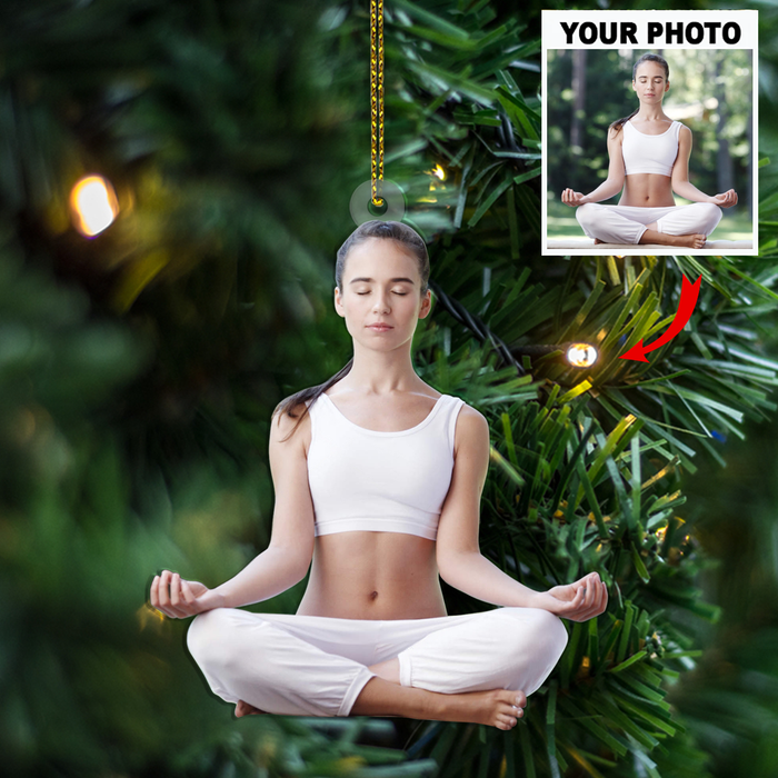 Customized Your Photo Ornament - Personalized Photo Upload Acrylic Ornament, Christmas Gifts For Yoga Lovers, Yoya Couples