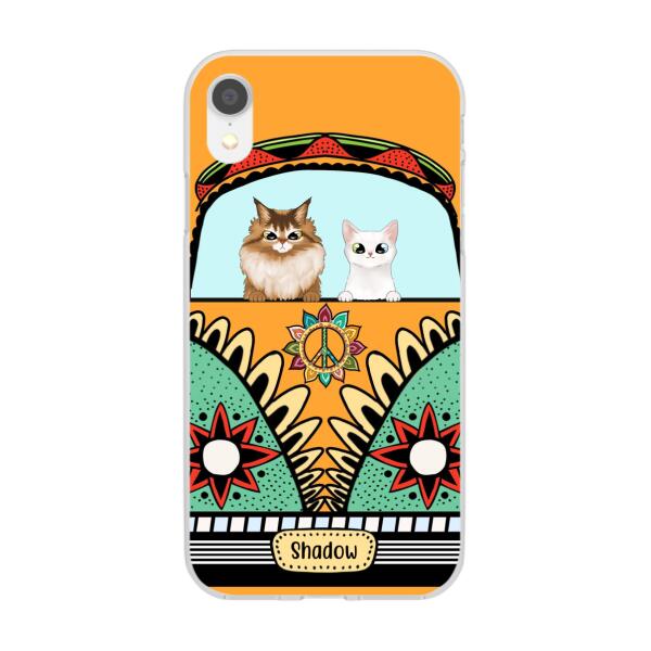 Personalized Case, Cats On Hippie Van Custom Gift For Cat Lovers