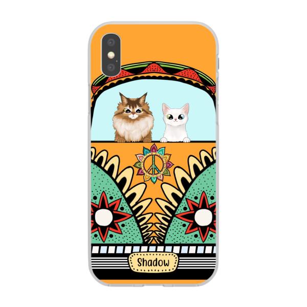 Personalized Case, Cats On Hippie Van Custom Gift For Cat Lovers