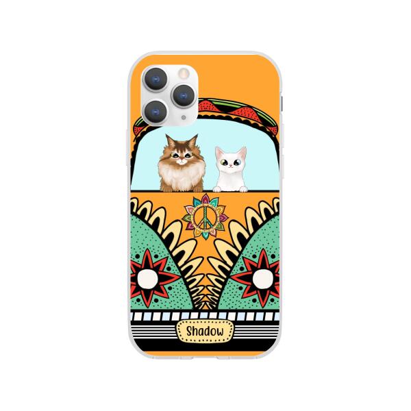 Personalized Case, Cats On Hippie Van Custom Gift For Cat Lovers