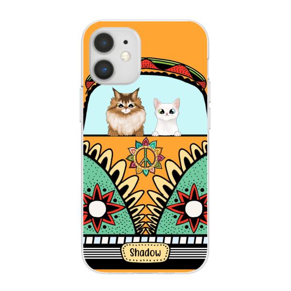 Personalized Case, Cats On Hippie Van Custom Gift For Cat Lovers