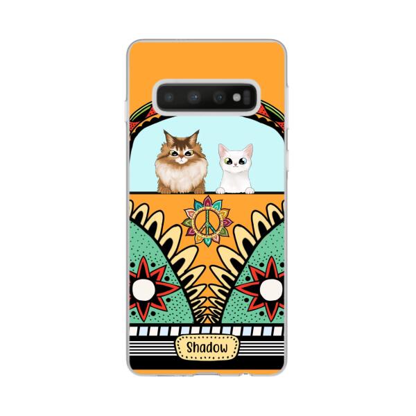 Personalized Case, Cats On Hippie Van Custom Gift For Cat Lovers