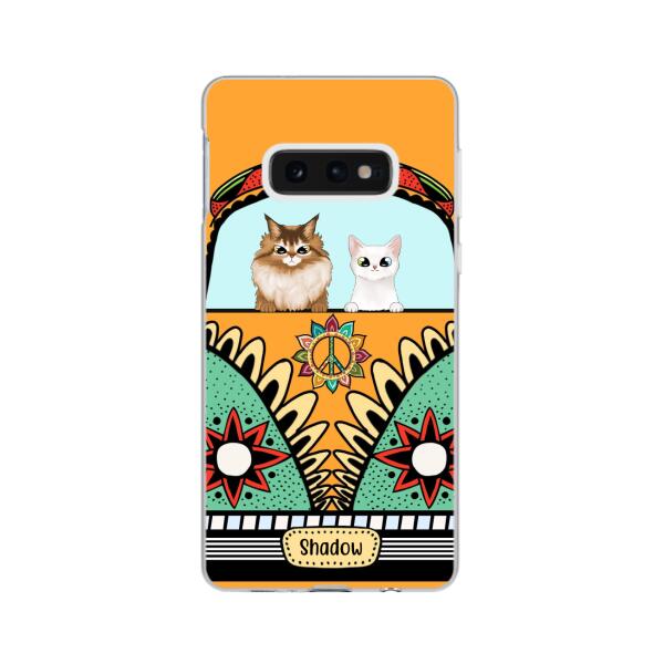 Personalized Case, Cats On Hippie Van Custom Gift For Cat Lovers