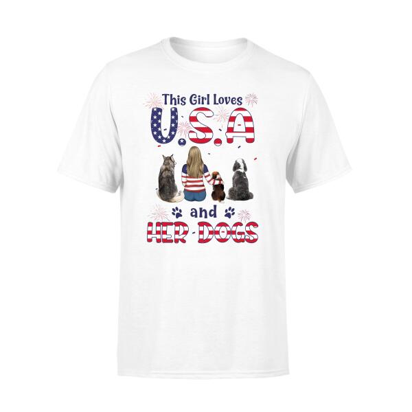 Personalized Shirt, This Girl Loves USA And Her Dogs, Custom Gift For 4th Of July And Dog Lovers