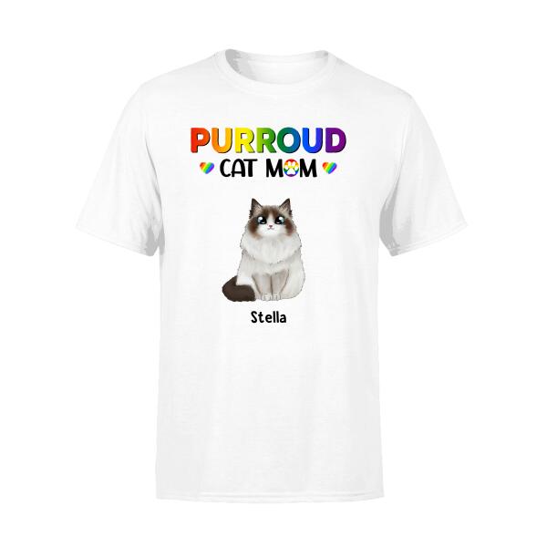 Personalized Shirt, Up To 5 Cats, LGBT Purroud Cat Mom, Gift for Cat Lovers