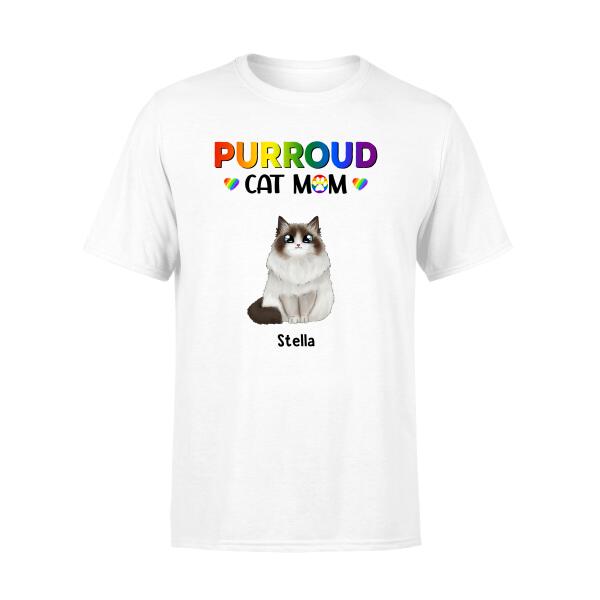 Personalized Shirt, Up To 5 Cats, LGBT Purroud Cat Mom, Gift for Cat Lovers