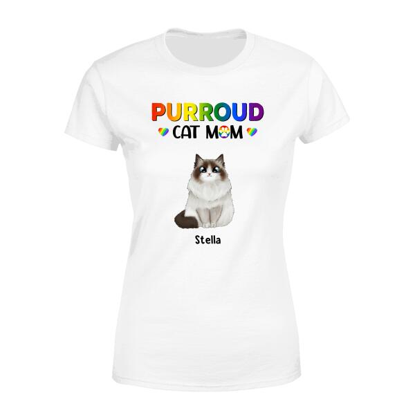 Personalized Shirt, Up To 5 Cats, LGBT Purroud Cat Mom, Gift for Cat Lovers