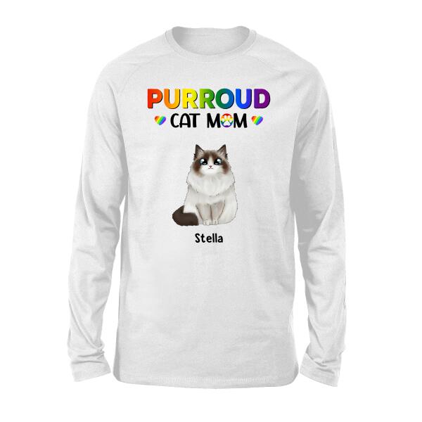 Personalized Shirt, Up To 5 Cats, LGBT Purroud Cat Mom, Gift for Cat Lovers