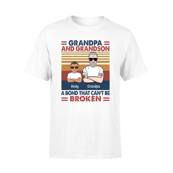 Personalized Shirt, Grandpa And Grandson, Grandpa And Granddaughter, A Bond That Can't Be Broken, Custom Gift for Grandparents