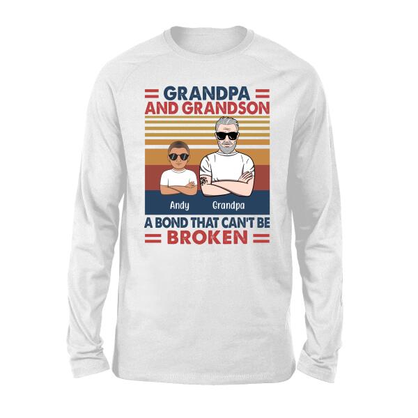 Personalized Shirt, Grandpa And Grandson, Grandpa And Granddaughter, A Bond That Can't Be Broken, Custom Gift for Grandparents