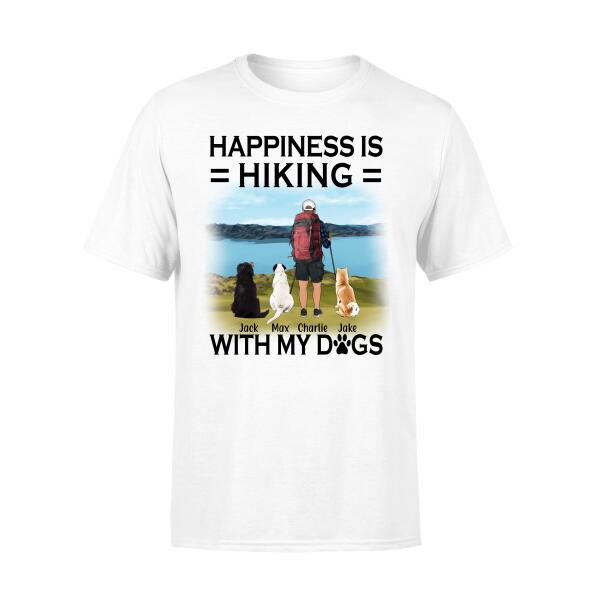 Personalized Shirt, Man Hiking With His Dogs, Custom Gift For Hiking And Dog Lovers