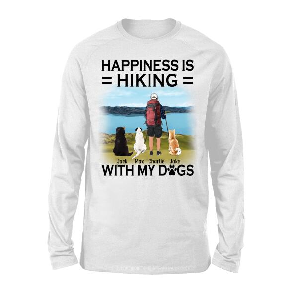 Personalized Shirt, Man Hiking With His Dogs, Custom Gift For Hiking And Dog Lovers