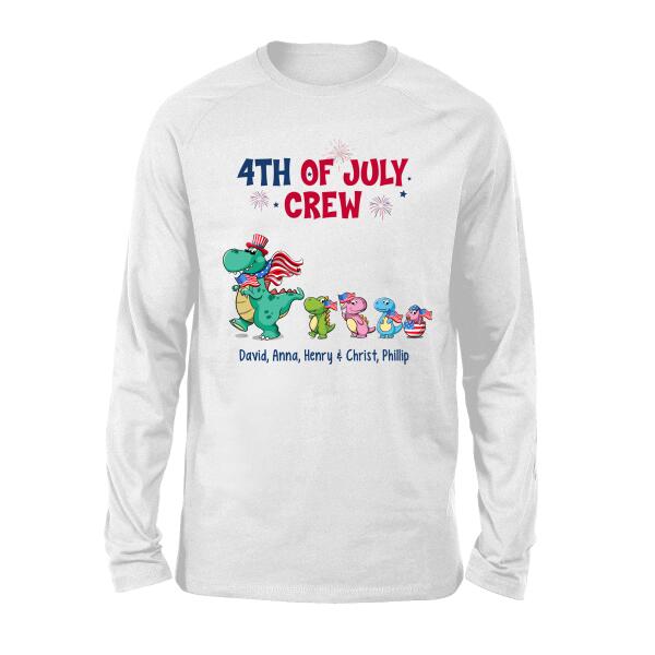 Personalized Shirt, Cute Dinosaur Crew, Custom Gift For 4th Of July