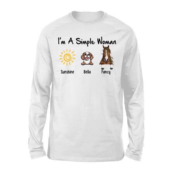 Personalized Shirt, Simple Woman with Peeking Dog and Horse Custom Gift For Horse and Dog Lovers