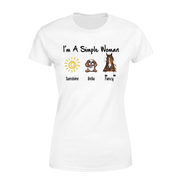 Personalized Shirt, Simple Woman with Peeking Dog and Horse Custom Gift For Horse and Dog Lovers