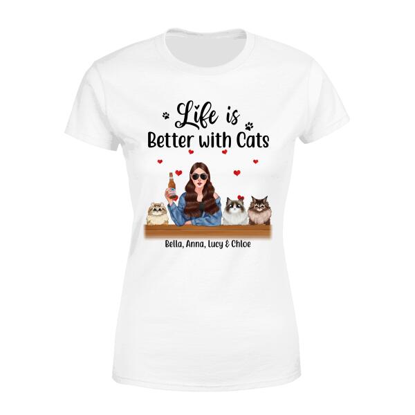 Personalized Shirt, A Girl With Cat Peeking, Gift For Cat Lovers