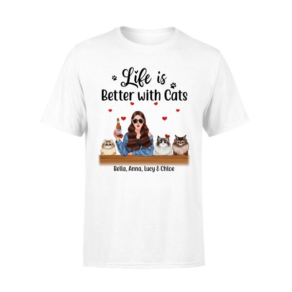 Personalized Shirt, A Girl With Cat Peeking, Gift For Cat Lovers