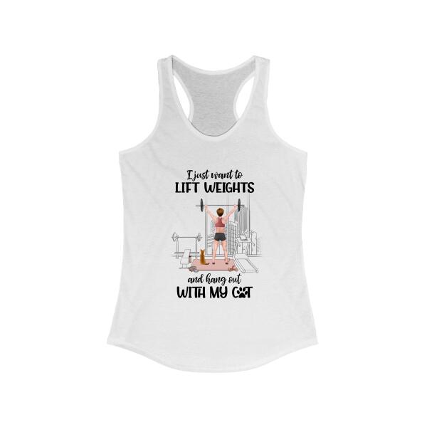 Personalized T-shirt, Girl Lifting with Cats, Gift for Workout and Cats Lovers