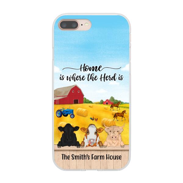 Personalized Phone Case, Cow Peeking Farm, Gift For Farmers, Cow Lovers