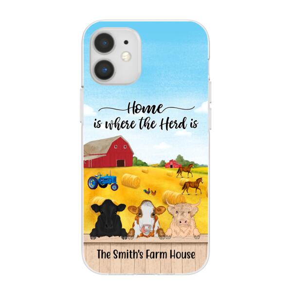 Personalized Phone Case, Cow Peeking Farm, Gift For Farmers, Cow Lovers