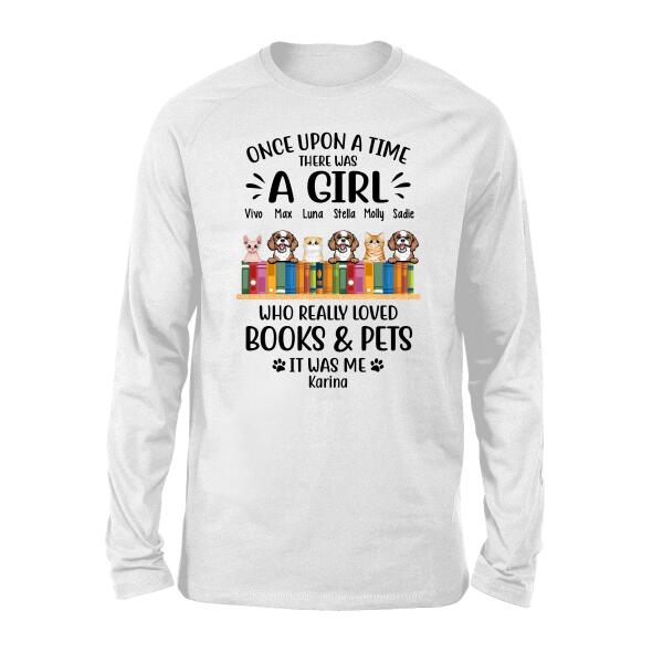 Personalized Shirt, A Girl Really Loved Books And Pets, Gift For Book Lovers, Dog Lovers, Cat Lovers