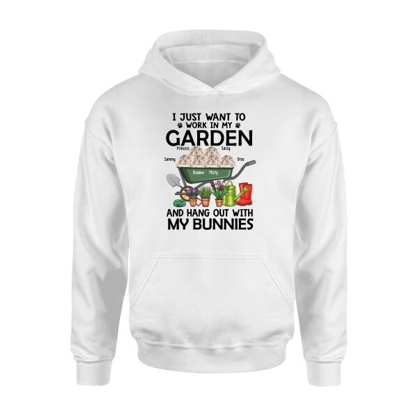 Personalized Shirt, Up To 6 Rabbits, I Just Want to Work in My Garden and Hang Out with My Rabbits, Gift for Rabbit Lovers